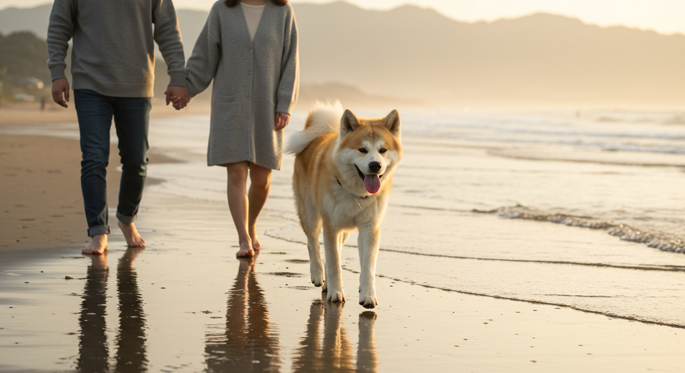 海辺の朝のパノラマ